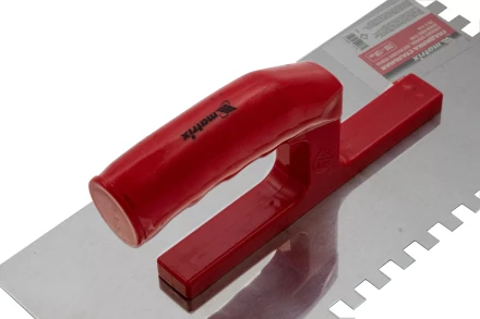 Гладилка из нержавеющей стали, 280 х 130 мм, зеркальная полировка, пластмассовая ручка, зуб 8 х 8 мм Matrix 86782 купить в Надыме