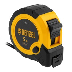 Рулетка Denzel 5м х 19мм, двухкомп. корпус, кнопка-пауза, 31542