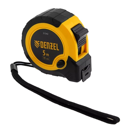 Рулетка Denzel 5м х 19мм, двухкомп. корпус, кнопка-пауза, 31542 купить в Надыме