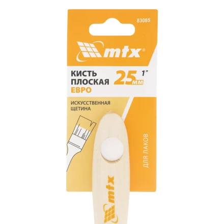 Кисть плоская для лаков "Евро" 1", искусственная щетина, деревянная ручка MTX 83085 купить в Надыме