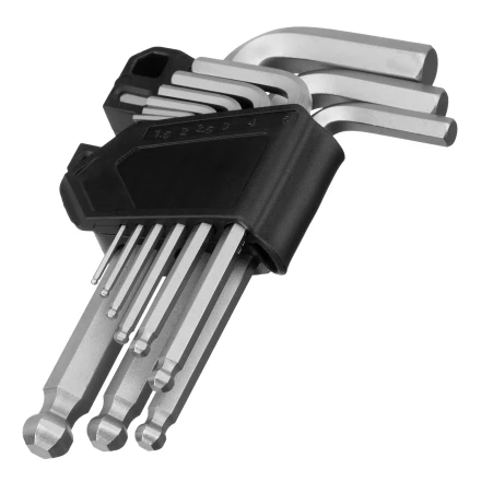 Набор ключей имбусовых, HEX, 1,5-10 мм, CrV, 9 шт., с шаром Сибртех 123627 купить в Надыме