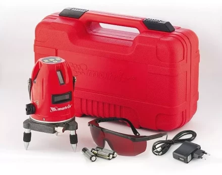 Уровень лазерный самовыравнивающийся. набор в пластиковом кейсе  MATRIX 35035 купить в Надыме