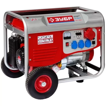 Электростанция ЗУБР бензиновая, 4-х тактная, ручной пуск, колеса + рукоятка, 380/220В, 5500Вт ЗЭСБ-5500-ФН купить в Надыме