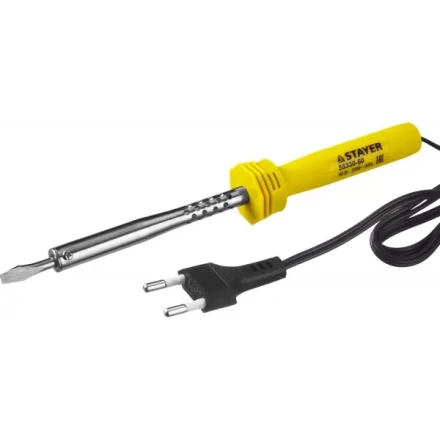 Паяльник STAYER "STANDARD" с пластмассовой рукояткой и долговечным жалом, 60 Вт, клин 55330-60 купить в Надыме