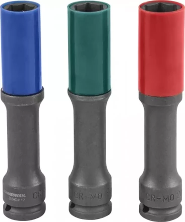 Набор головок торцевых ударных тонкостенных для дисков 1/2"DR 17-19-21мм Jonnesway S18AD4103S 48851 купить в Надыме