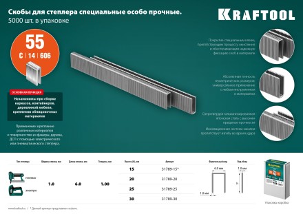 Скобы тип 18GA (55 / 90 / C) 5000 шт 31789-25 купить в Надыме