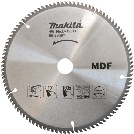 Диск пильный для резки дерева и MDF Makita D-19071, 255x30х2.4 мм; 100 зубьев купить в Надыме