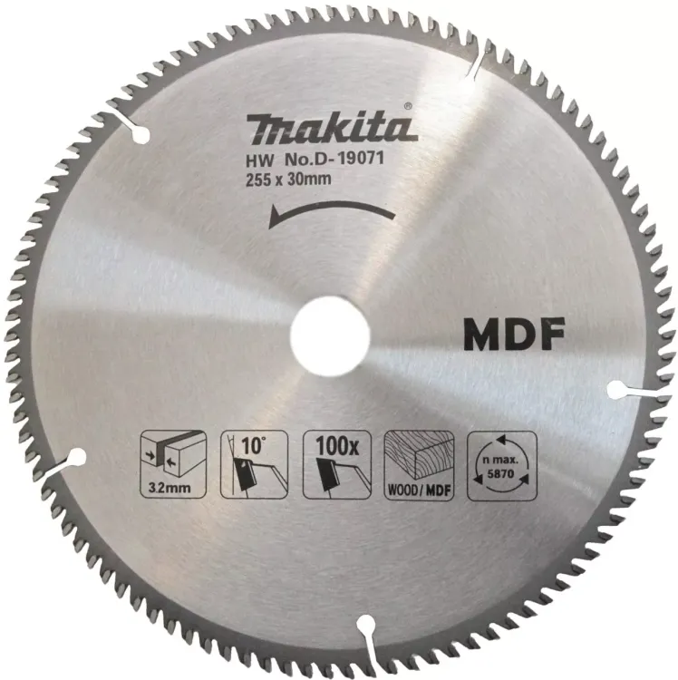 Диск пильный для резки дерева и MDF Makita D-19071, 255x30х2.4 мм; 100 зубьев купить в Надыме