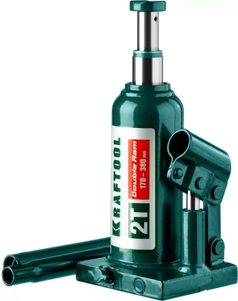 Домкрат гидравлический бутылочный "Double Ram", сварной, телескопический, 2т, 170-380мм, KRAFTOOL 43463-2 43463-2 купить в Надыме