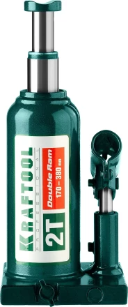 Домкрат гидравлический бутылочный "Double Ram", сварной, телескопический, 2т, 170-380мм, KRAFTOOL 43463-2 43463-2 купить в Надыме