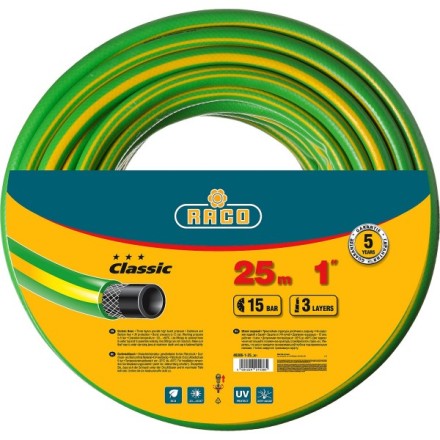 Шланг RACO &quot;CLASSIC&quot; поливочный, 15атм., армированный, 3-х слойный, 1&quot;х25м 40306-1-25 купить в Надыме
