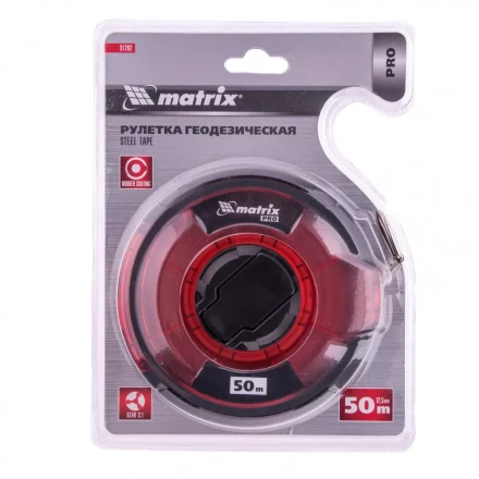 Рулетка геодезическая 50 м х 12,5 мм закрытый корпус стальная лента односторонняя шкала Pro Matrix 31282 купить в Надыме