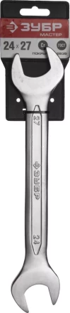 Ключ ЗУБР "МАСТЕР" гаечный рожковый, Cr-V сталь, хромированный, 24х27мм 27010-24-27 купить в Надыме