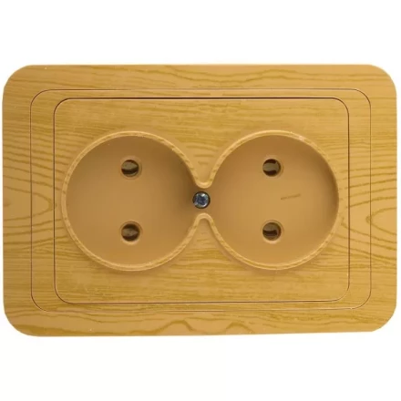 Розетка СВЕТОЗАР "ГАММА" без заземления, двойная, цвет ольха,16А/~250В SV-54102-A купить в Надыме