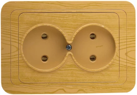 Розетка СВЕТОЗАР "ГАММА" без заземления, двойная, цвет ольха,16А/~250В SV-54102-A купить в Надыме
