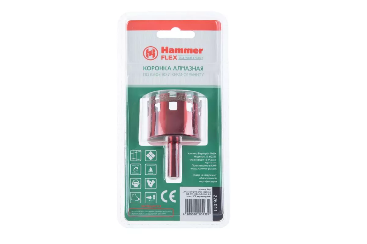 Коронка алмазная HAMMER Ф45мм HEX (DHS 45.0*65/5) купить в Надыме