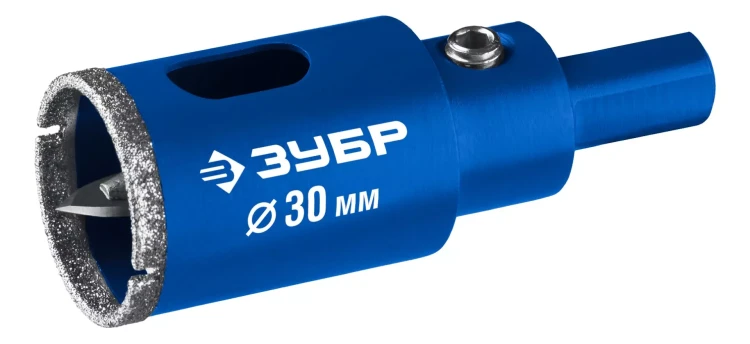 ЗУБР АГК d 30 мм (центр. сверло, трехгр. хвост, Р60), Алмазная коронка, Профессионал (29850-30) купить в Надыме