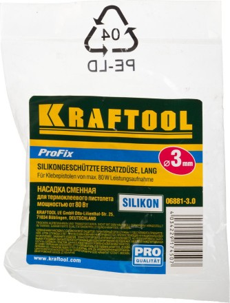 Насадка сменная KRAFTOOL &quot;PRO&quot; для клеевых (термоклеящих) пистолетов, удлиненная насадка с силиконовой защитой, d=3мм 06881-3.0 купить в Надыме