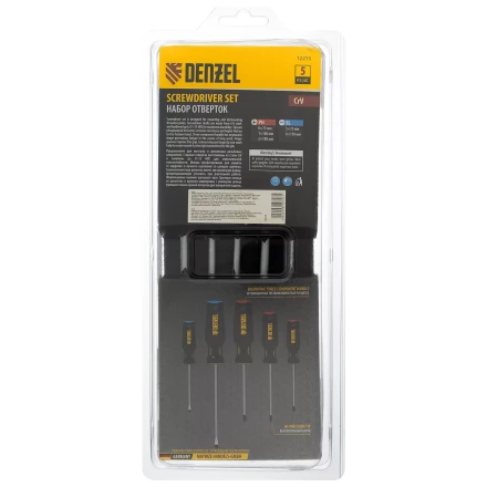 Набор отверток, 5 пр., CrV, трехкомпонентная рукоятка Denzel 12215 купить в Надыме