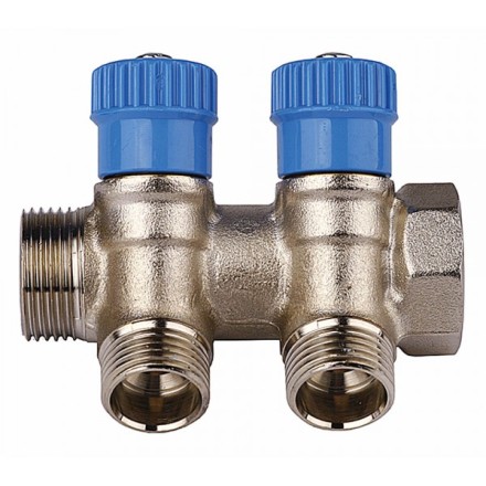 Коллектор GENERAL FITTINGS для холодной воды, вентили, никелированная латунь, вход 3/4&quot; - 4 выхода 1/2&quot; 51046-3/4-1/2-CT4 купить в Надыме