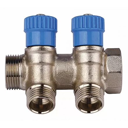 Коллектор GENERAL FITTINGS для холодной воды, вентили, никелированная латунь, вход 3/4" - 4 выхода 1/2" 51046-3/4-1/2-CT4 купить в Надыме