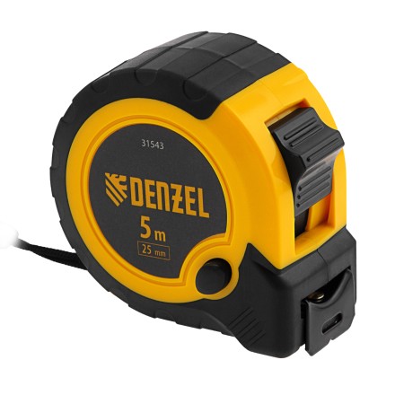 Рулетка Denzel 5м х 25мм, двухкомп. корпус, кнопка-пауза, 31543 купить в Надыме