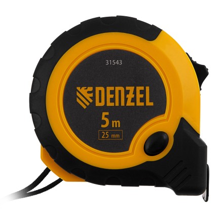 Рулетка Denzel 5м х 25мм, двухкомп. корпус, кнопка-пауза, 31543 купить в Надыме