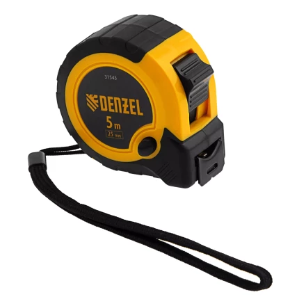 Рулетка Denzel 5м х 25мм, двухкомп. корпус, кнопка-пауза, 31543 купить в Надыме