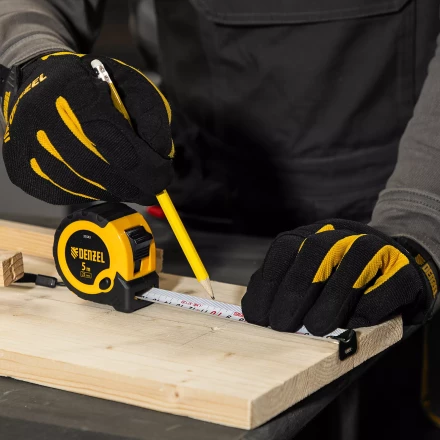 Рулетка Denzel 5м х 25мм, двухкомп. корпус, кнопка-пауза, 31543 купить в Надыме