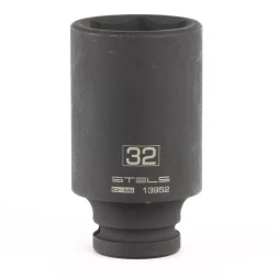Головка ударная удлиненная шестигранная 32мм 1/2" CrMo  Stels 13952