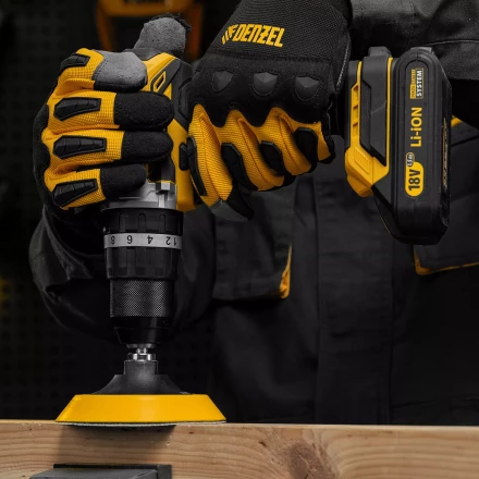 Тарелка опорная для дрели и УШМ с липучкой, 115 мм, мягкая, с адаптером c М14 на d8 Denzel 76247 купить в Надыме