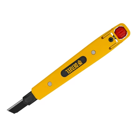 Нож Denzel, 9 мм, сменное лезвие, SK4, алюминиевый корпус, торцевой зажим, 78901 купить в Надыме