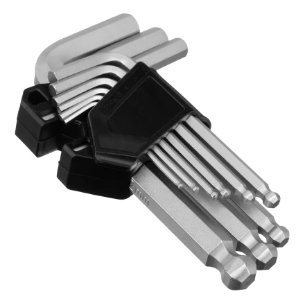 Набор ключей имбусовых, HEX, 2-12 мм, CrV, 9 шт., с шаром Сибртех 123637 купить в Надыме