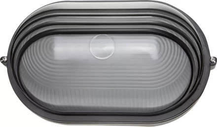 Светильник уличный СВЕТОЗАР влагозащищенный с верхним декоративным кожухом, овал, цвет черный, 100Вт SV-57223-B купить в Надыме