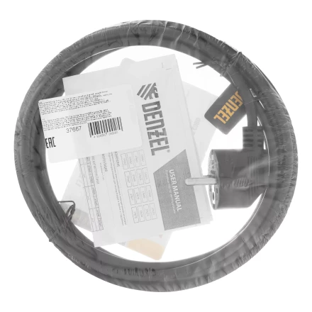 Шнур сетевой Denzel Energy Series, ПВС, 3 м, 3 x 1 мм, с неразборной вилкой, черный, 3 м, 37667 купить в Надыме