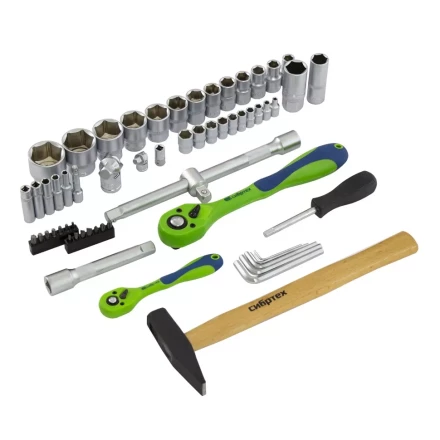 Набор инструментов 76 предметов CrV, 1/2", 1/4" Сибртех 13528 купить в Надыме