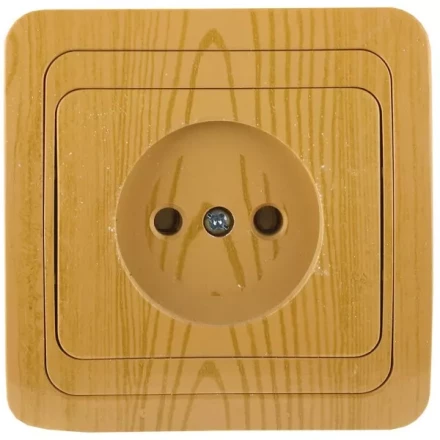 Розетка СВЕТОЗАР "ГАММА" без заземления, одинарная, цвет ольха, 16А/~250В SV-54100-A купить в Надыме