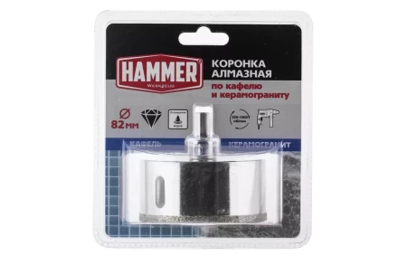 Коронка алмазная HAMMER Ф82мм HEX(DHS82.0*65/5) купить в Надыме
