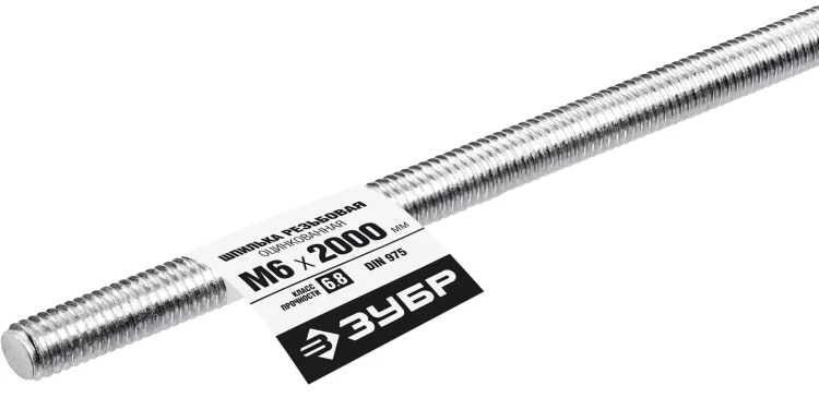 ЗУБР DIN 975, кл. пр. 6.8, М6 x 2000 мм, резьбовая шпилька, 1 шт, Профессионал (30336-06-2) купить в Надыме