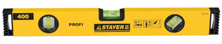 Уровень STAYER "PROFI" "PROFILevel" коробчатый усиленный, фрезерованный, 3 противоударных ампулы, 40см 3466-040 купить в Надыме