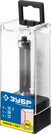 ЗУБР 12.7 x 38 мм, хвостовик 12 мм, фреза кромочная с нижним подшипником, Профессионал (28783-12.7-38-12) купить в Надыме