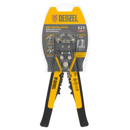 Щипцы для зачистки электропроводов 0,2-6 мм2, функция обрезания проводов Denzel 17742 купить в Надыме