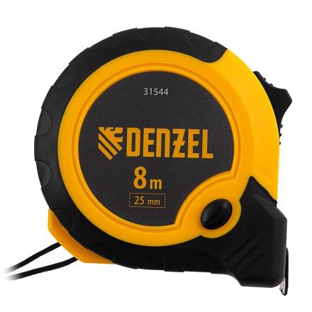 Рулетка Denzel 8м х 25мм, двухкомп. корпус, кнопка-пауза, 31544 купить в Надыме