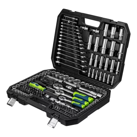 Набор инструментов Сибртех 14170, 1/2", 3/8", 1/4", пластиковый кейс 215 предм. купить в Надыме