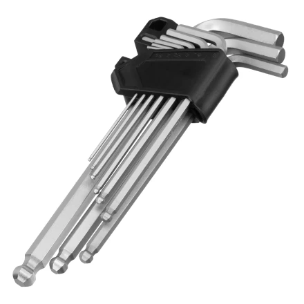 Набор ключей имбусовых, HEX, 1,5-10 мм, CrV, 9 шт., удлиненные, с шаром Сибртех 123647 купить в Надыме