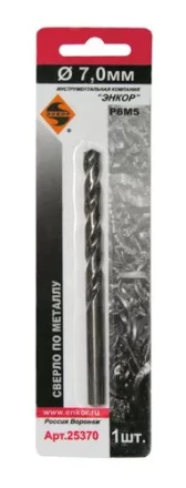 Сверло для металла Р6М5 Ф7,0 мм блистер Энкор 25370 купить в Надыме