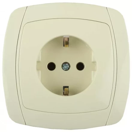 Розетка СВЕТОЗАР "CITY LIGHT" одинарная в сборе, с заземлением, цвет бежевый, 16А/~250В SV-54205-B купить в Надыме