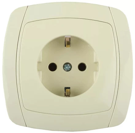 Розетка СВЕТОЗАР "CITY LIGHT" одинарная в сборе, с заземлением, цвет бежевый, 16А/~250В SV-54205-B купить в Надыме