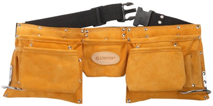 Пояс STAYER PROFESSIONAL для инструментов, кожаный, 11 карманов, 2 скобы 38520 купить в Надыме