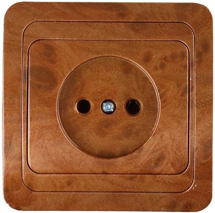 Розетка СВЕТОЗАР "ГАММА" без заземления, одинарная, цвет орех, 16А/~250В SV-54100-N купить в Надыме